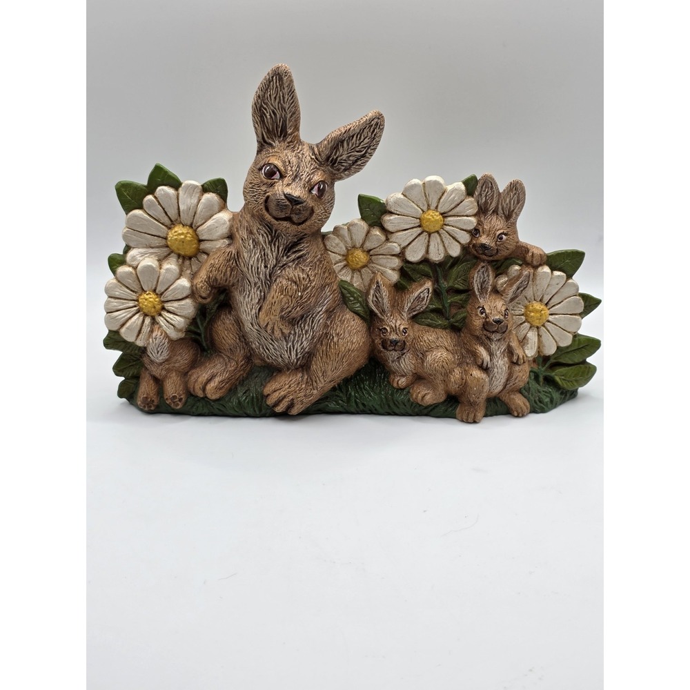 Sunflower brown bunny rabbit Easter spring Vintage flower home decor